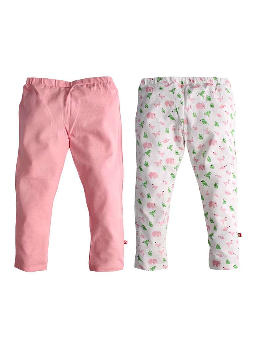 set of 2 multi colored cotton leggings
