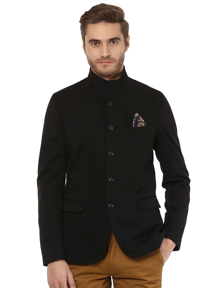 Buy online Black Cotton Bandhgala Blazer from Blazers for Men by
