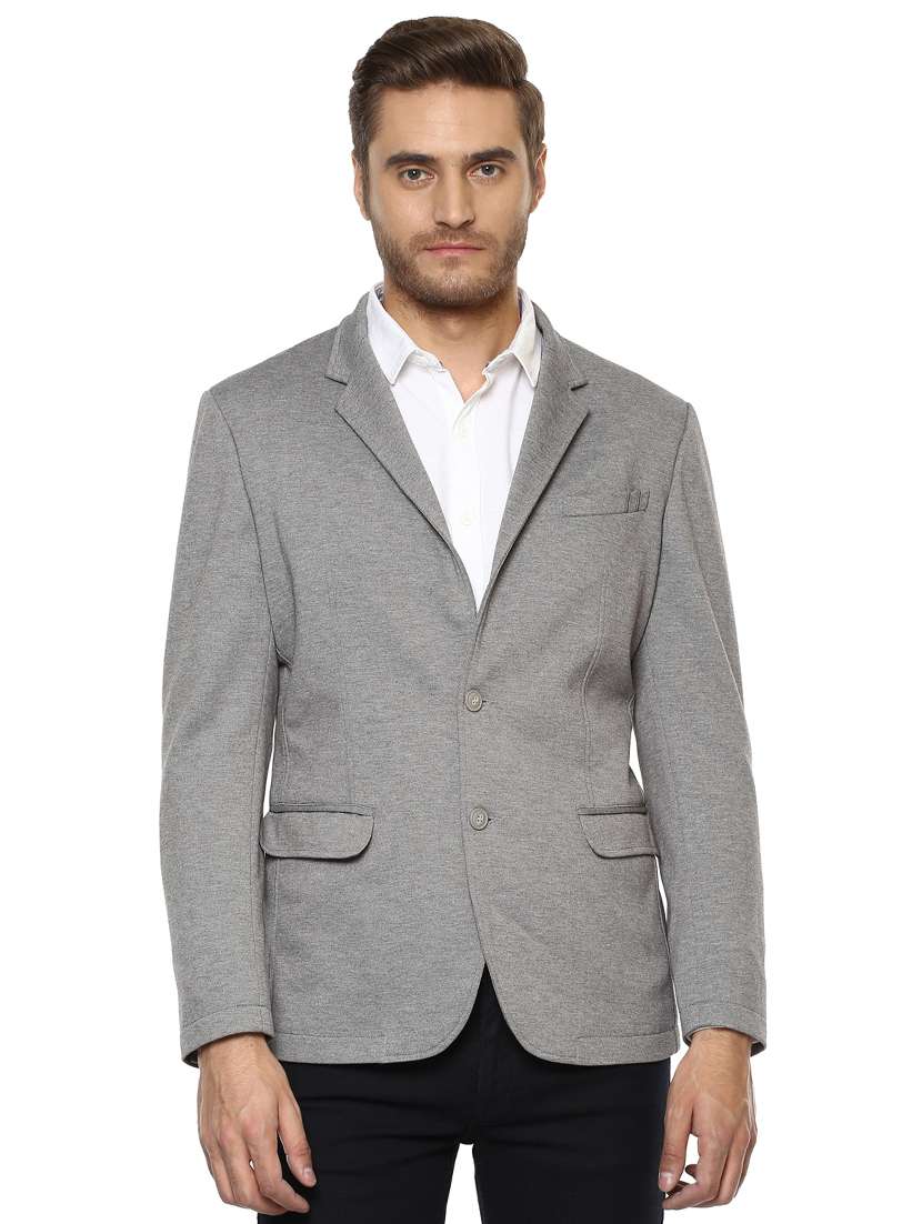 Buy online Grey Cotton Casual Blazer from Blazers for Men by Mufti