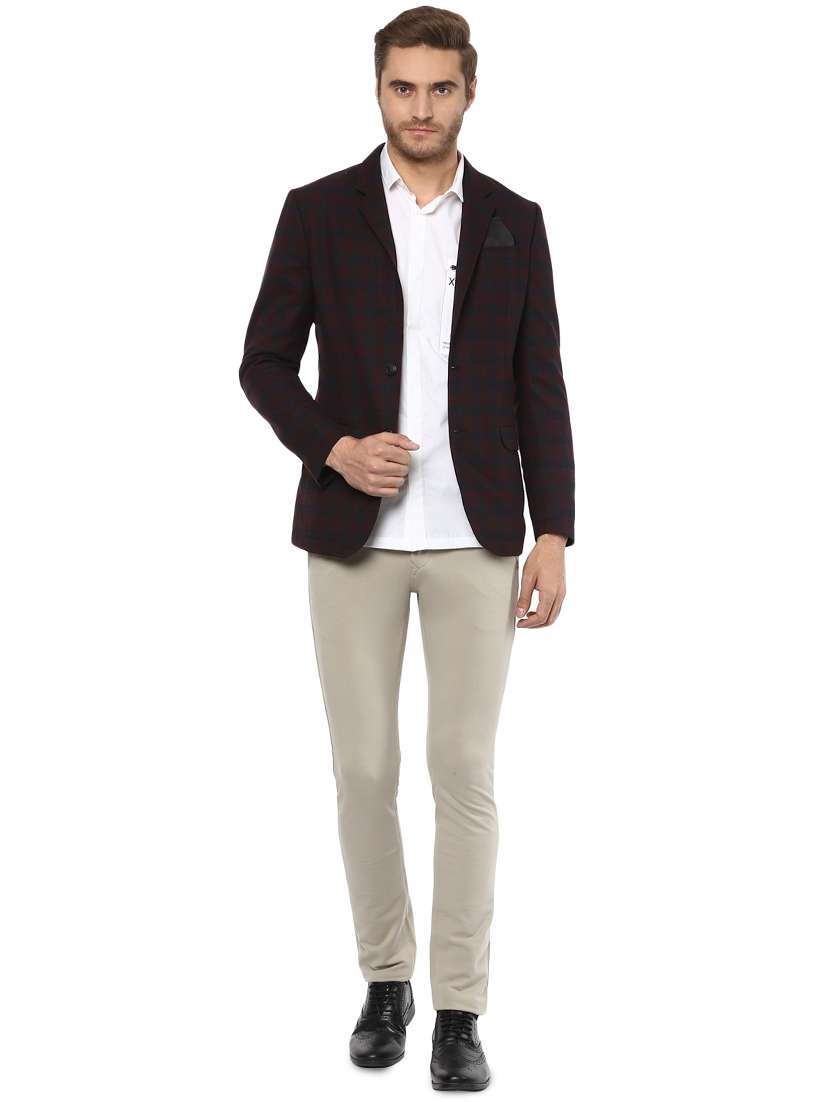 Buy online Multi Colored Polyester Single Breasted Casual Blazer