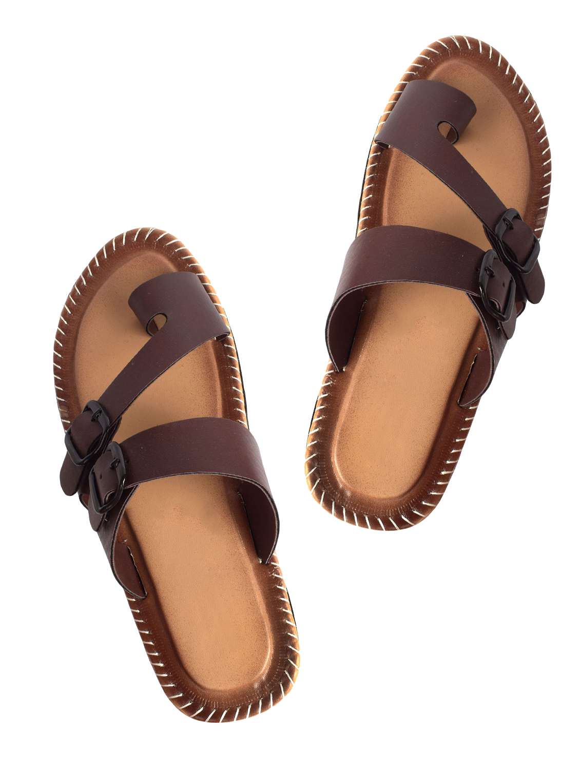 brown leatherette toe separator sandal - 16165406 - Zoom Image - 0