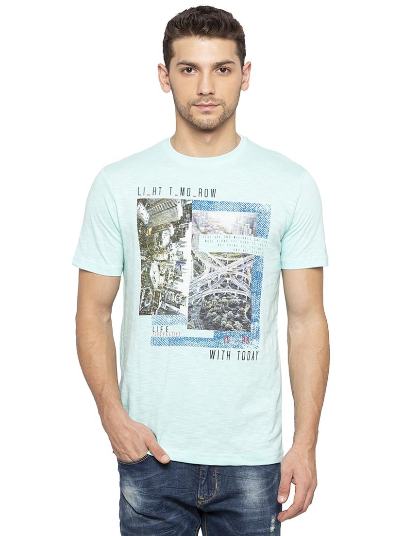 light blue chest print tshirt - 16167375 - Zoom Image - 0