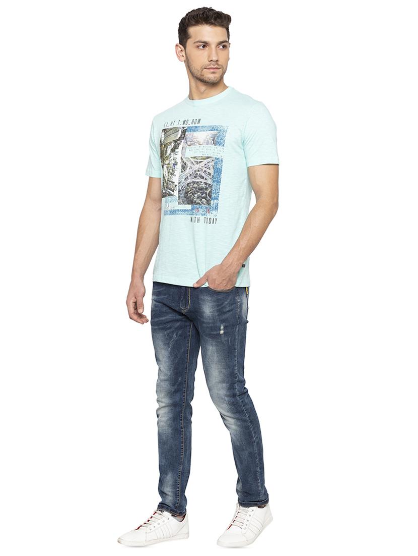 light blue chest print tshirt - 16167375 - Standard Image - 3