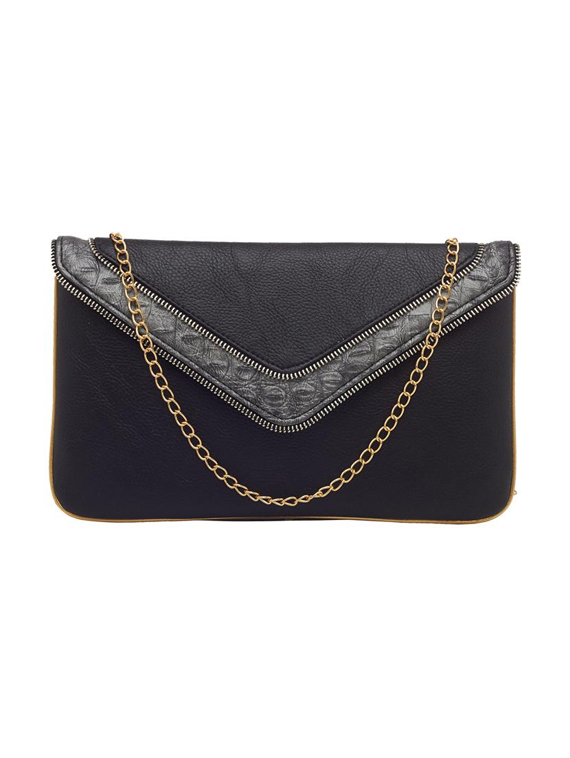 black leatherette (pu) regular clutch - 16168355 -  Zoom Image - 0