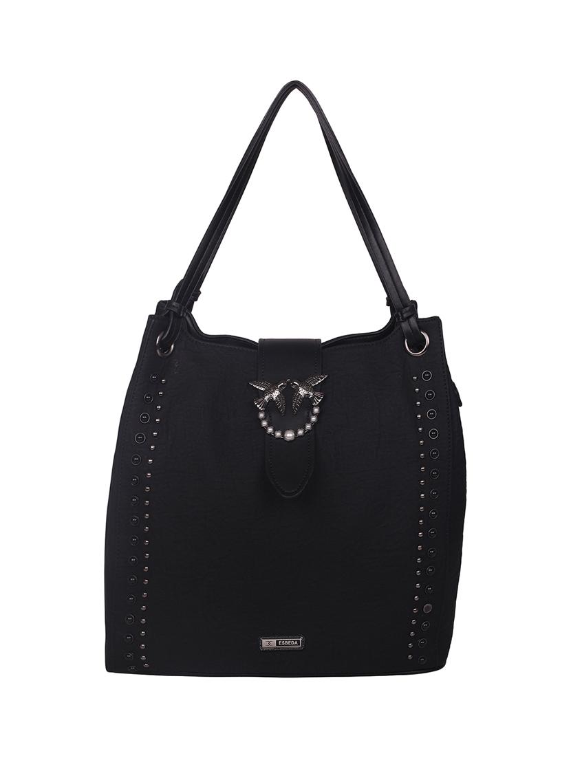 black leatherette (pu) regular tote - 16168369 -  Zoom Image - 0