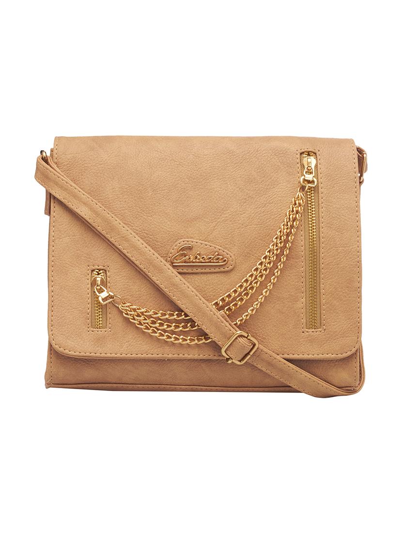 brown leatherette (pu) regular sling bag - 16168395 - Zoom Image - 0