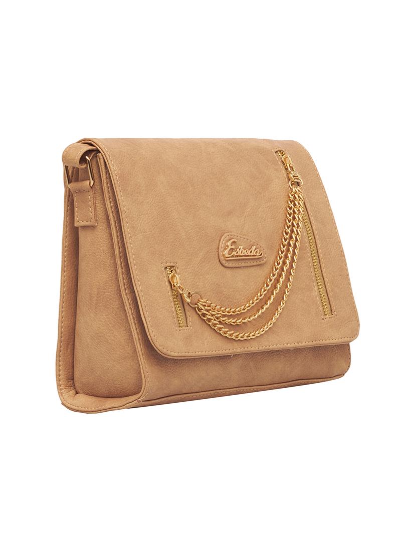brown leatherette (pu) regular sling bag - 16168395 - Standard Image - 3