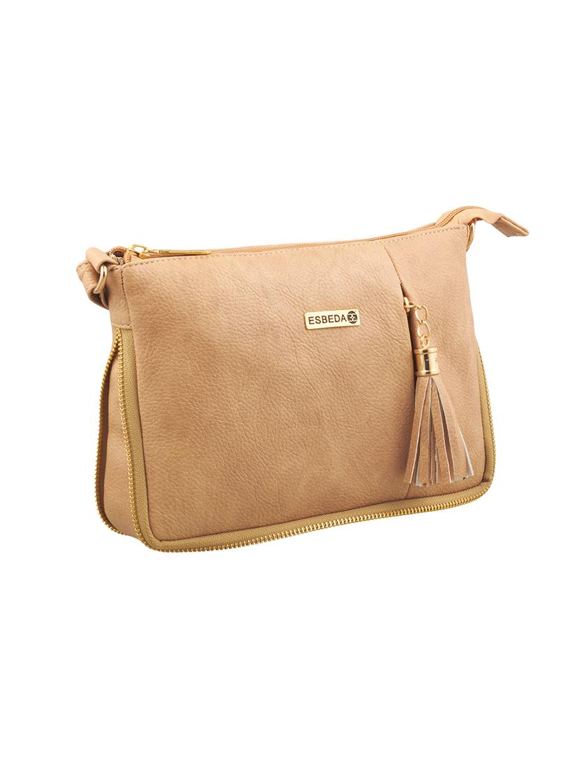 brown leatherette (pu) regular sling bag - 16168400 - Standard Image - 3