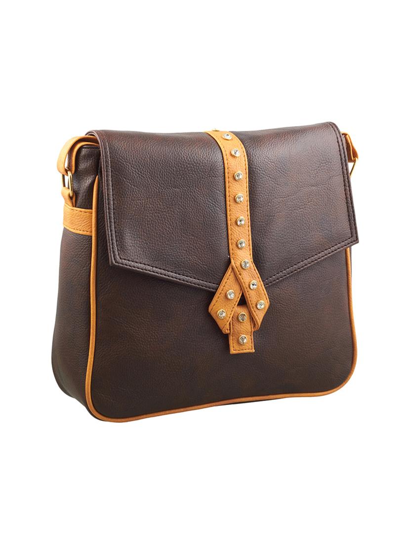 brown leatherette (pu) sling bag - 16168408 - Standard Image - 3