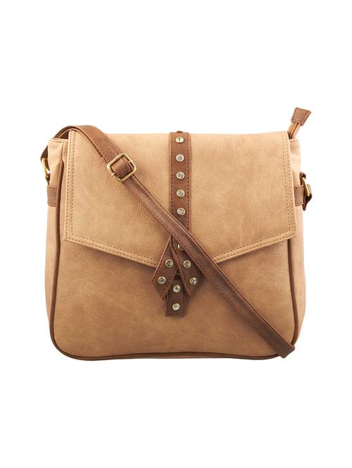 beige leatherette (pu) sling bag - 16168409 - Standard Image - 0