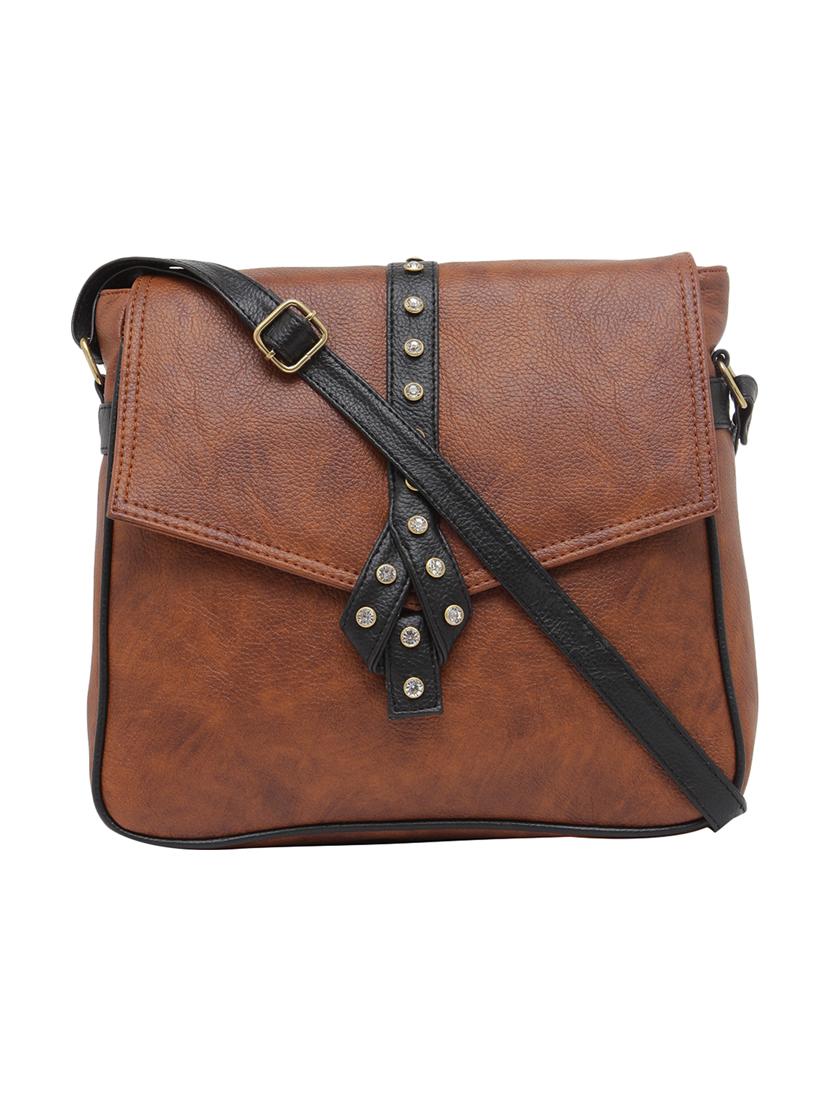 tan leatherette (pu) sling bag - 16168410 - Zoom Image - 0