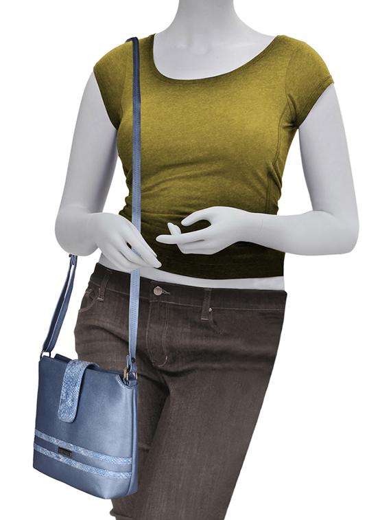 blue leatherette (pu) sling bag - 16168482 - Standard Image - 3