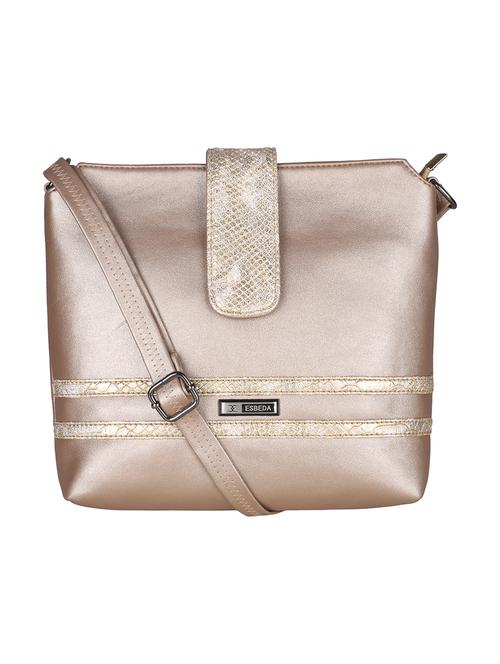 gold leatherette (pu) sling bag - 16168485 -  Standard Image - 0