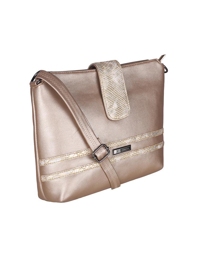 gold leatherette (pu) sling bag - 16168485 - Standard Image - 3