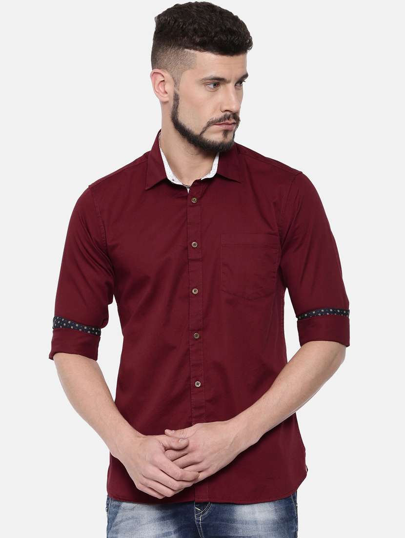 red solid casual shirt