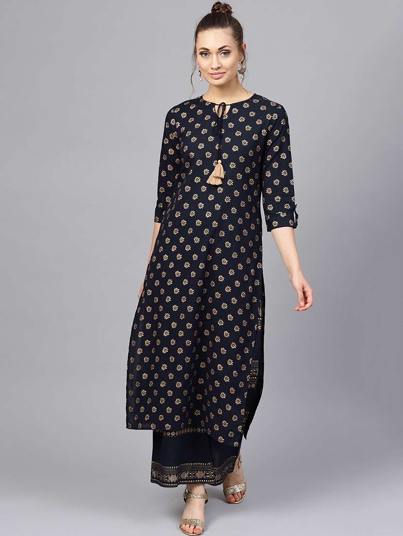 foil printed straight kurta