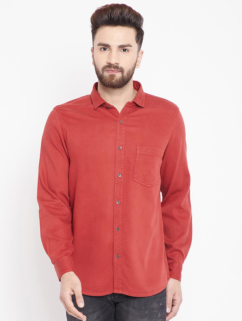 red solid casual shirt - 16170275 - Zoom Image - 0