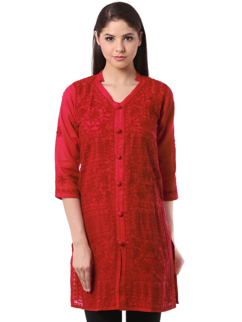 chikankari straight kurta - 16170648 -  Zoom Image - 0