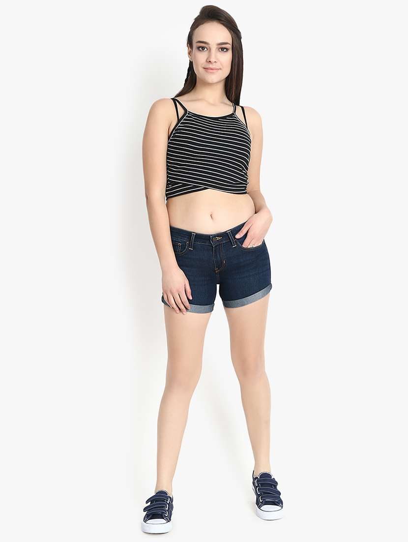 turn up hem high rise denim shorts - 16172698 -  Standard Image - 3