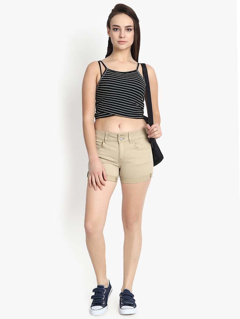 turn up hem high rise shorts - 16172700 - Standard Image - 3