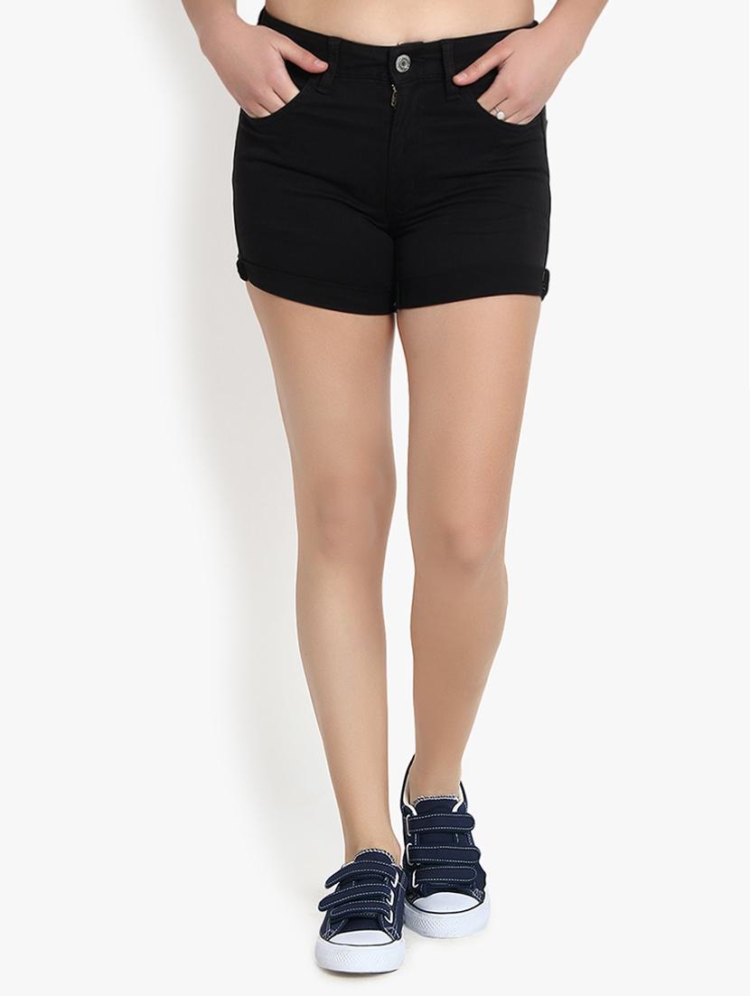 turn up hem high rise denim shorts - 16172719 - Zoom Image - 0