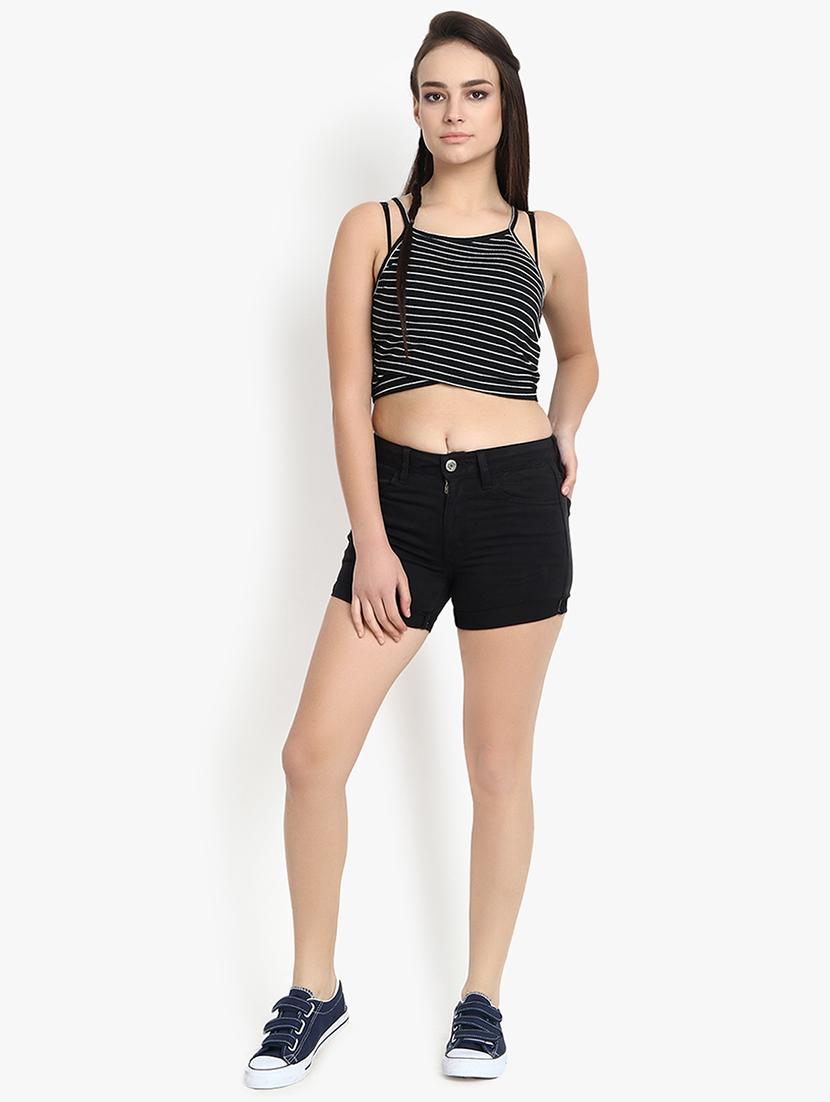 turn up hem high rise denim shorts - 16172719 - Standard Image - 3