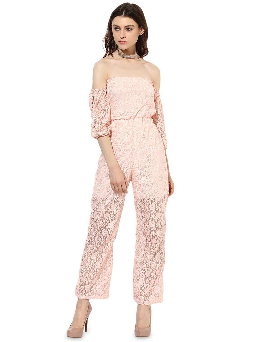 off shoulder floral laced jumpsuit - 16172724 -  Zoom Image - 0