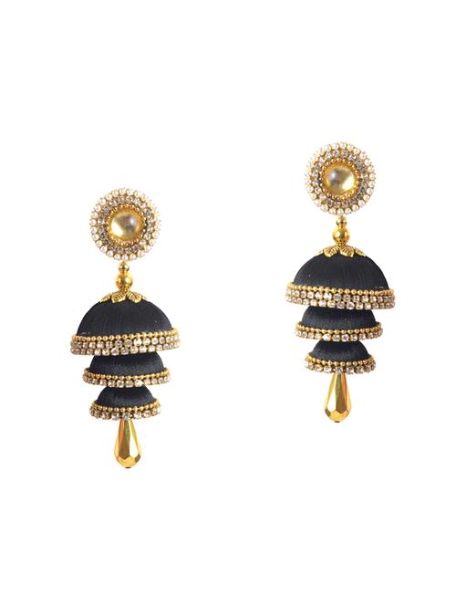 black satin jhumka earring - 16172857 - Standard Image - 0