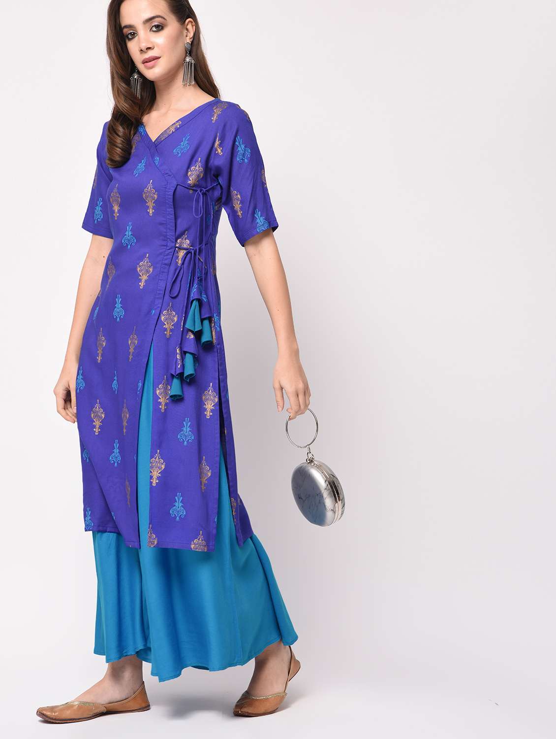 block printed angrakha kurta