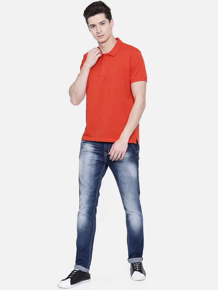 orange solid polo t-shirt - 16176178 - Standard Image - 3