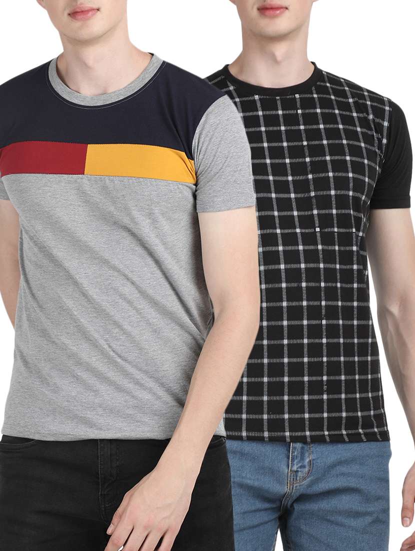 multi colored cotton combos t-shirt (set of 2)