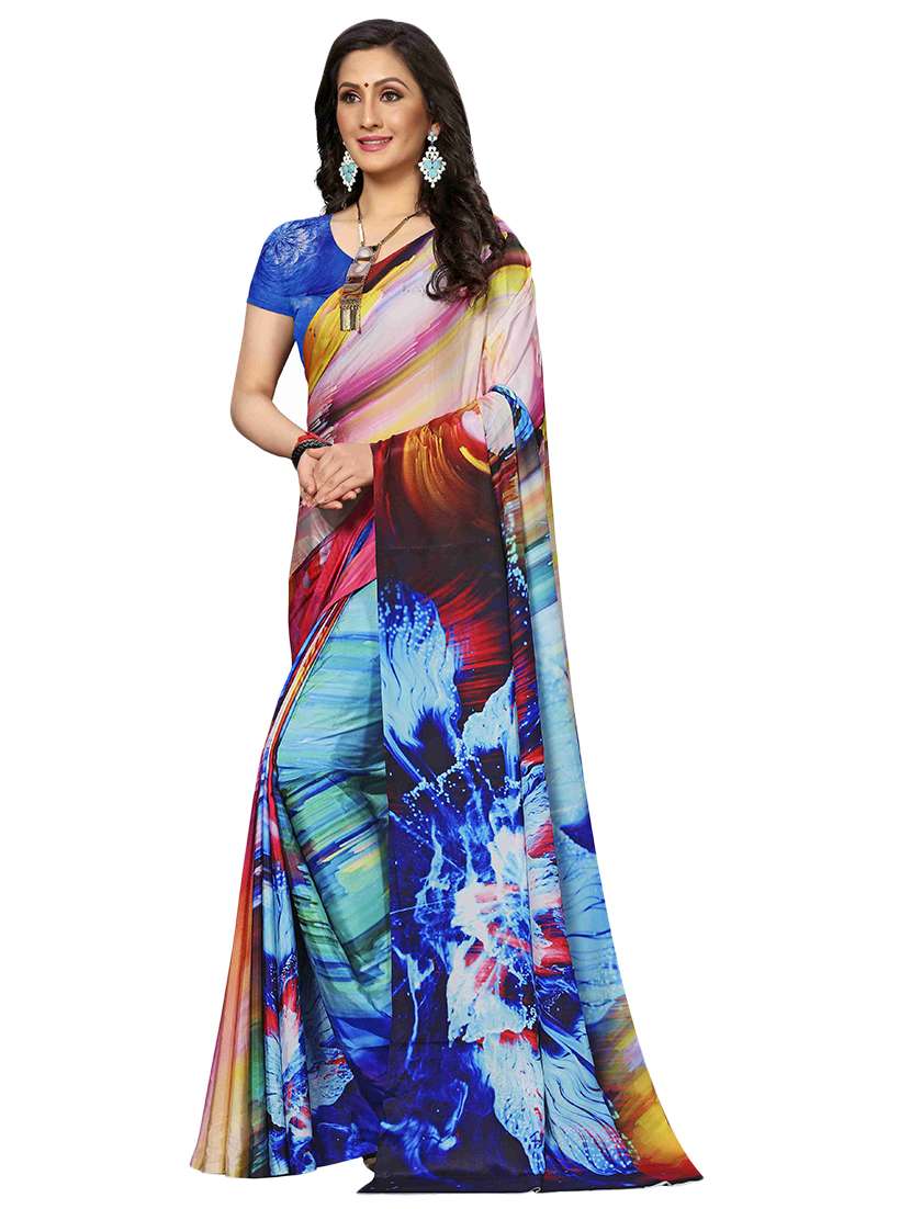 digital abstract printed saree with blouse