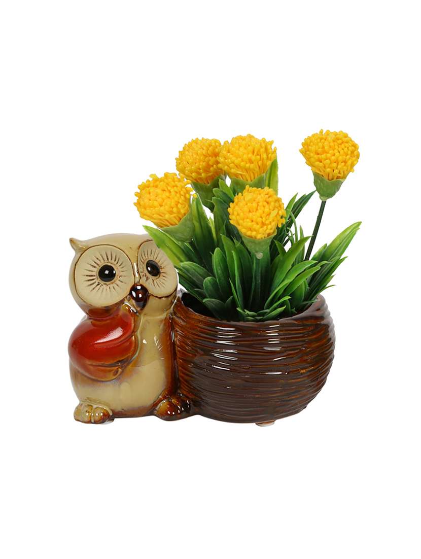 brown owl design ceramic pot