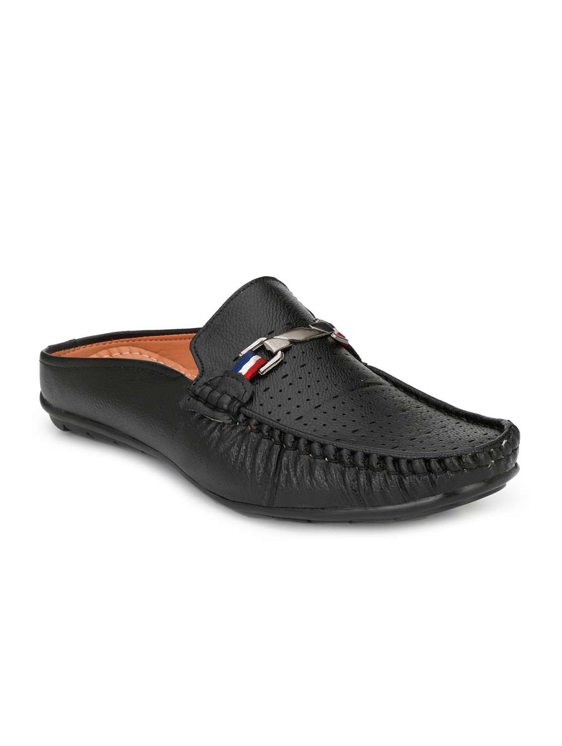 black leatherette slip on loafers