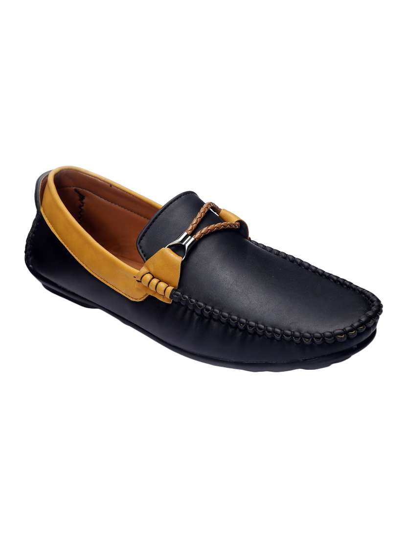 black leatherette slip on loafers