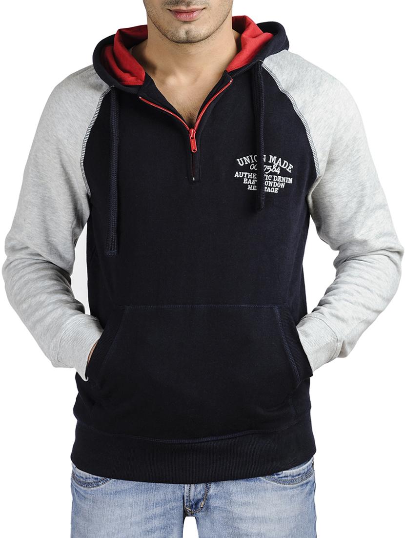 navy blue color block sweatshirt