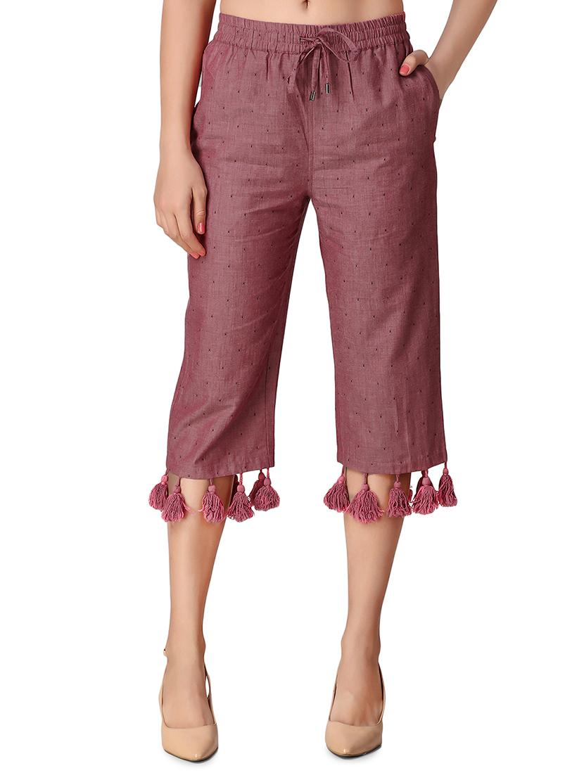 tasseled hem drawstring capri - 16187375 -  Zoom Image - 0