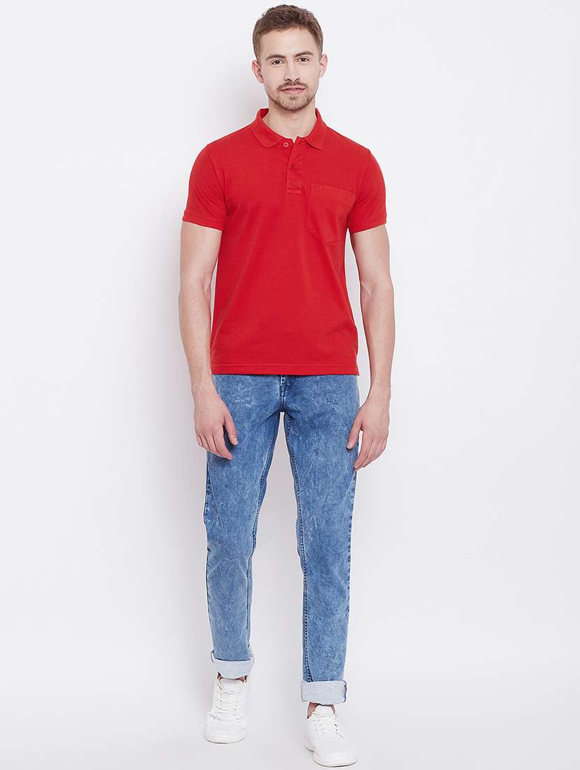 red solid polo tshirt - 16187521 -  Standard Image - 3