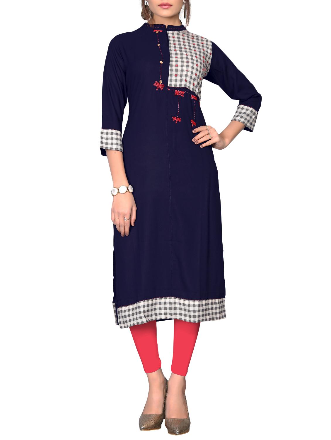 kaantha embroidered straight kurta - 16188809 -  Zoom Image - 0
