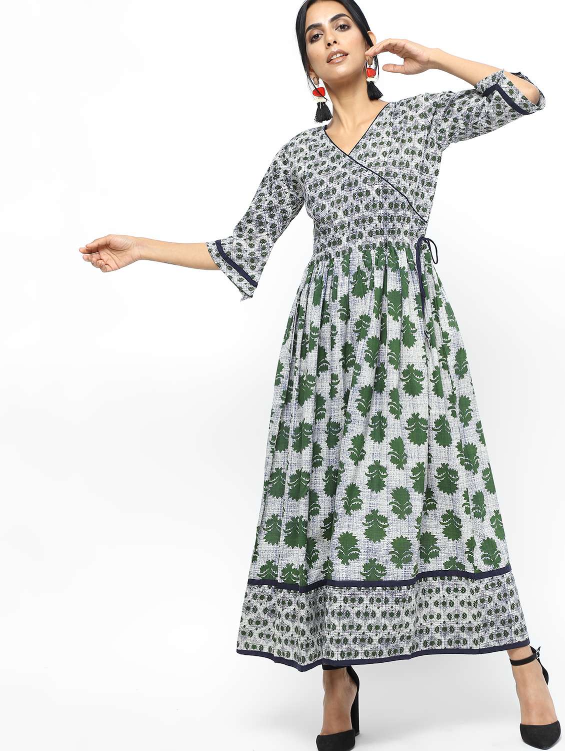 floral print angrakha kurta