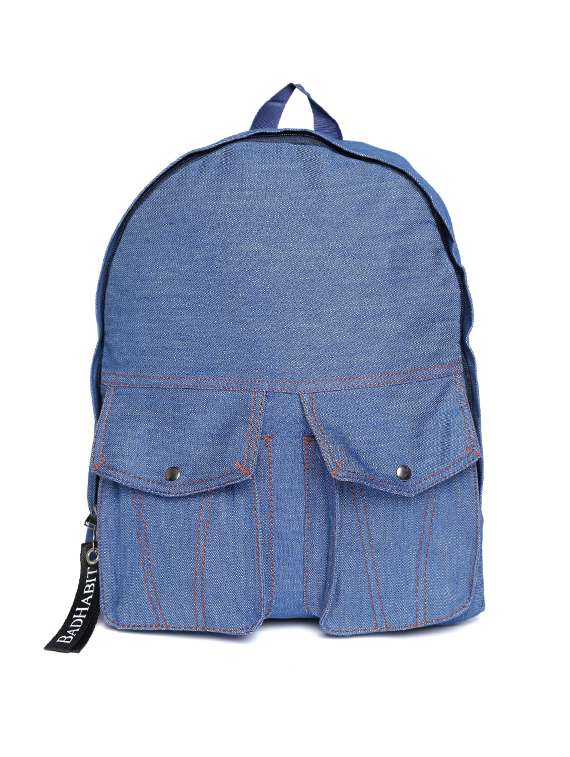 solid blue canvas backpack