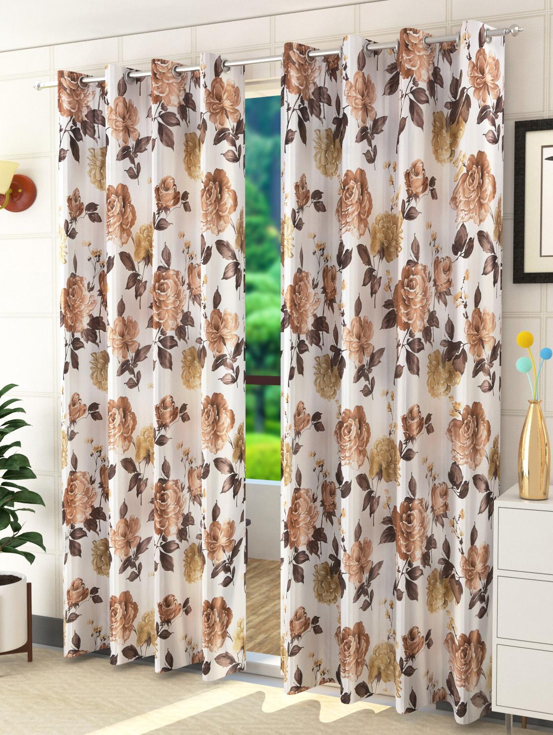 set of 2 blossom curtains - window, 5 feet, brown - 16197743 -  Zoom Image - 0