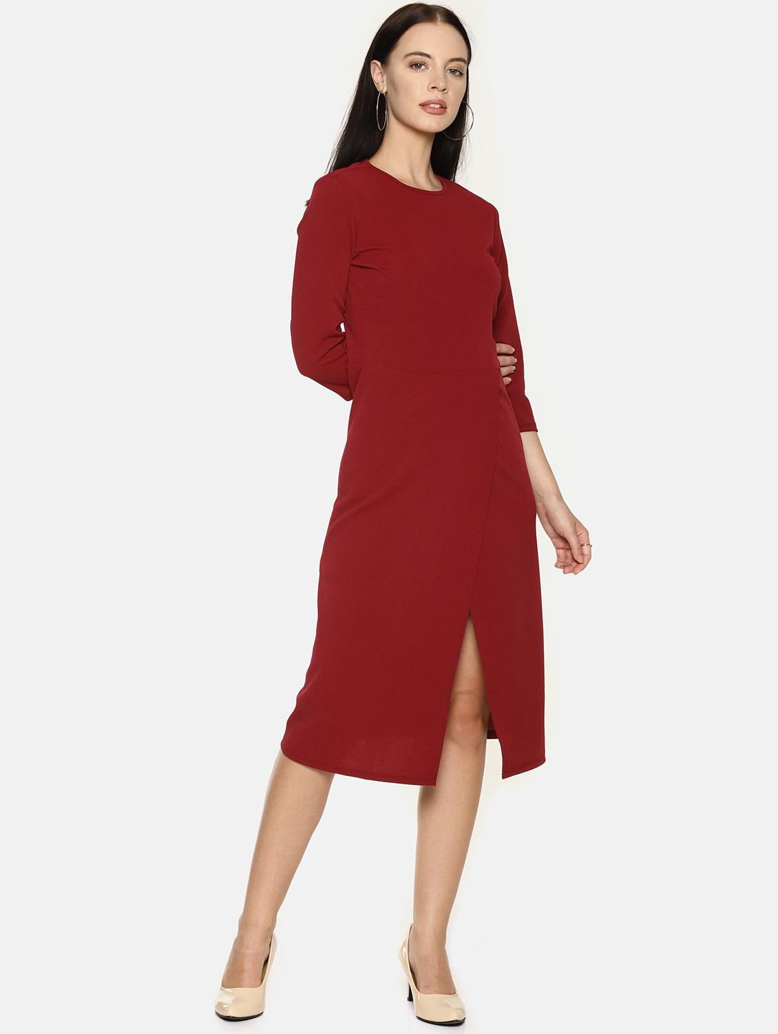 front slit a-line dress - 16198009 - Standard Image - 3