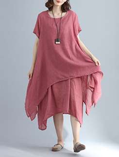 asymmetric hem layered dress
