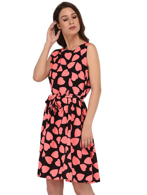 tie knot heart print a-line dress - 16199708 -  Standard Image - 0