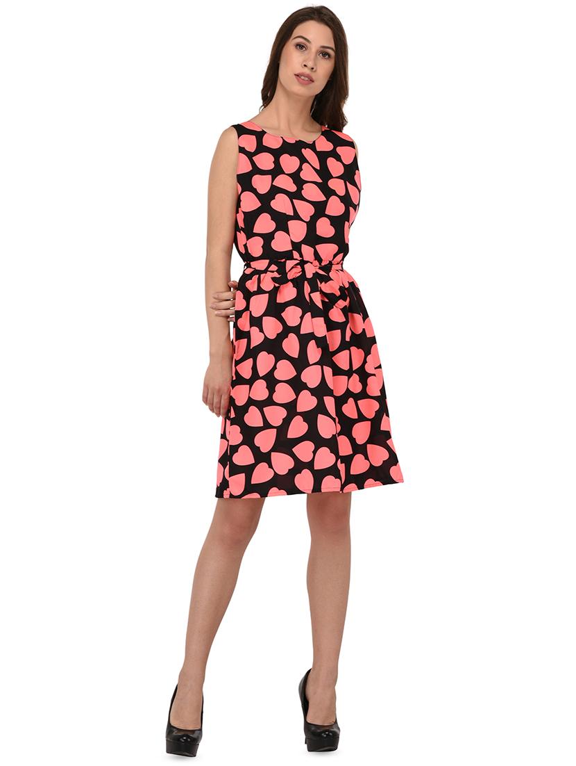 tie knot heart print a-line dress - 16199708 - Standard Image - 3