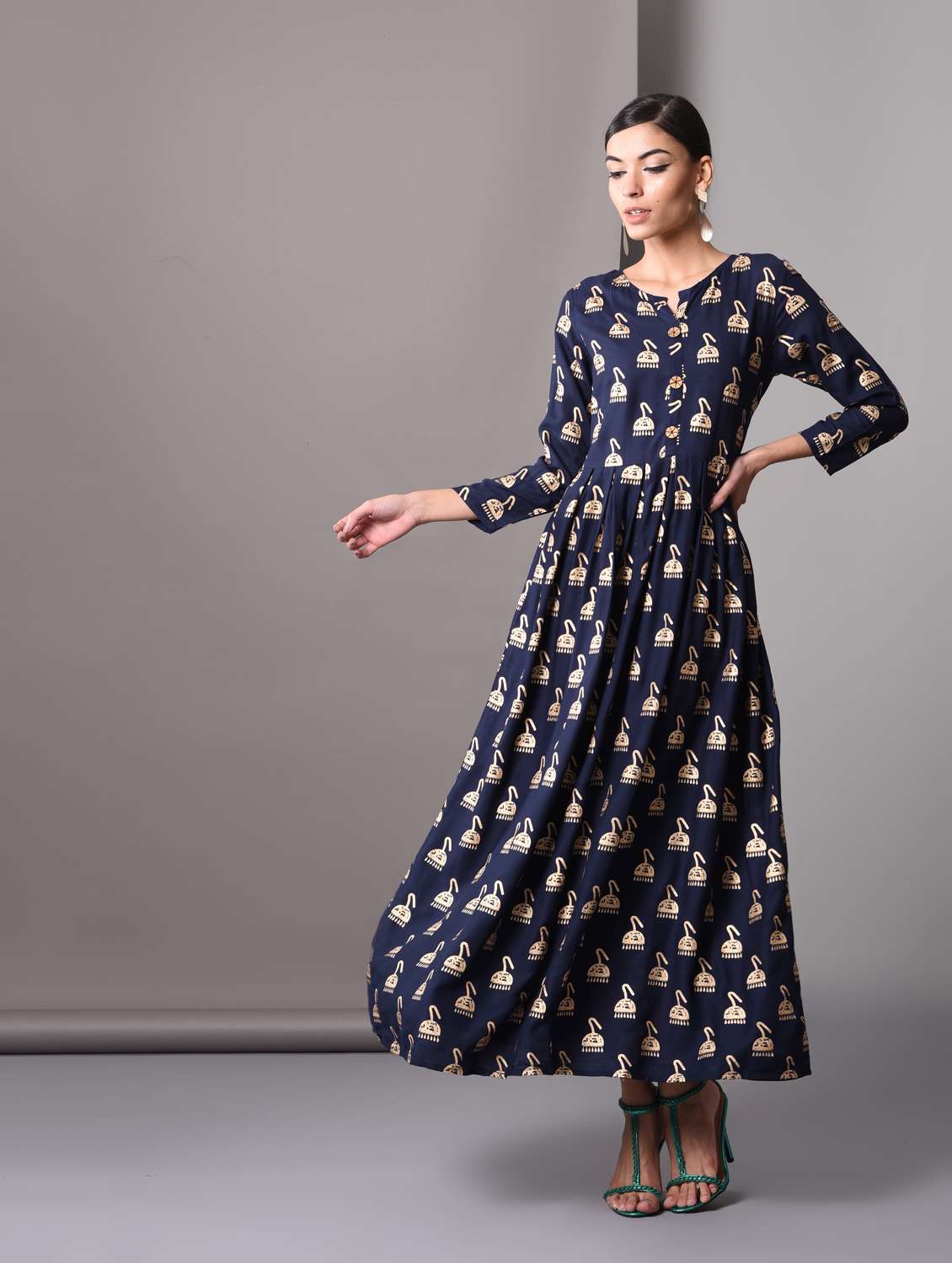 foil printed anarkali kurta