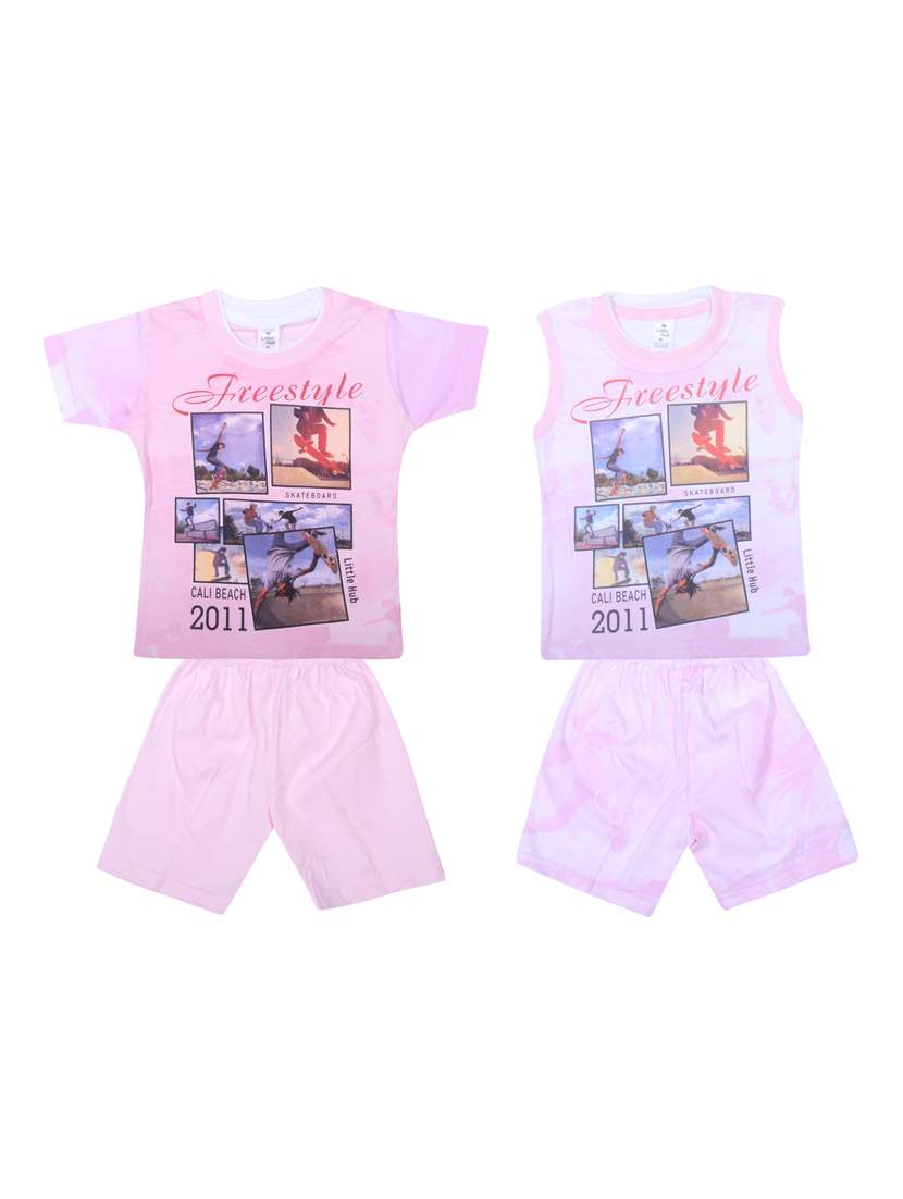 pink cotton twin set