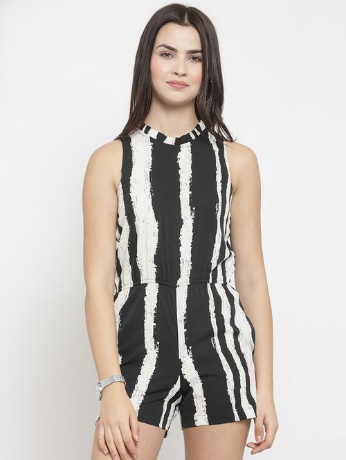 frill trim striped romper - 16201017 - Standard Image - 0