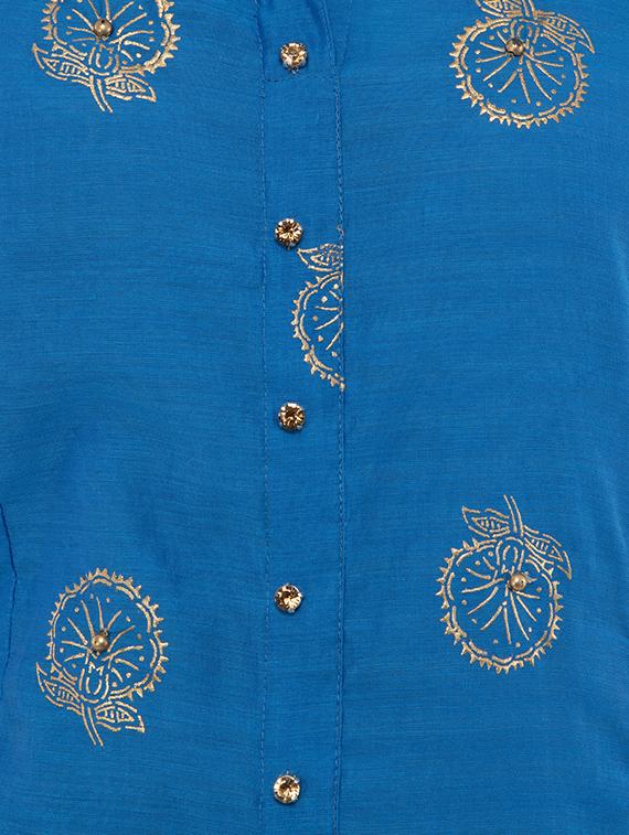 foil printed a-line kurta - 16201877 - Standard Image - 3